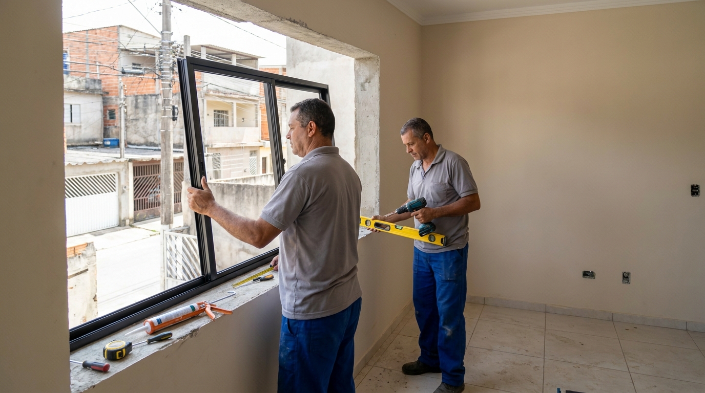 Esquadria de alumínio com vista para rua em Taubaté-SP
